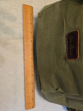 Ever Forward Green Canvas Back Pack Bag with Leather Accent